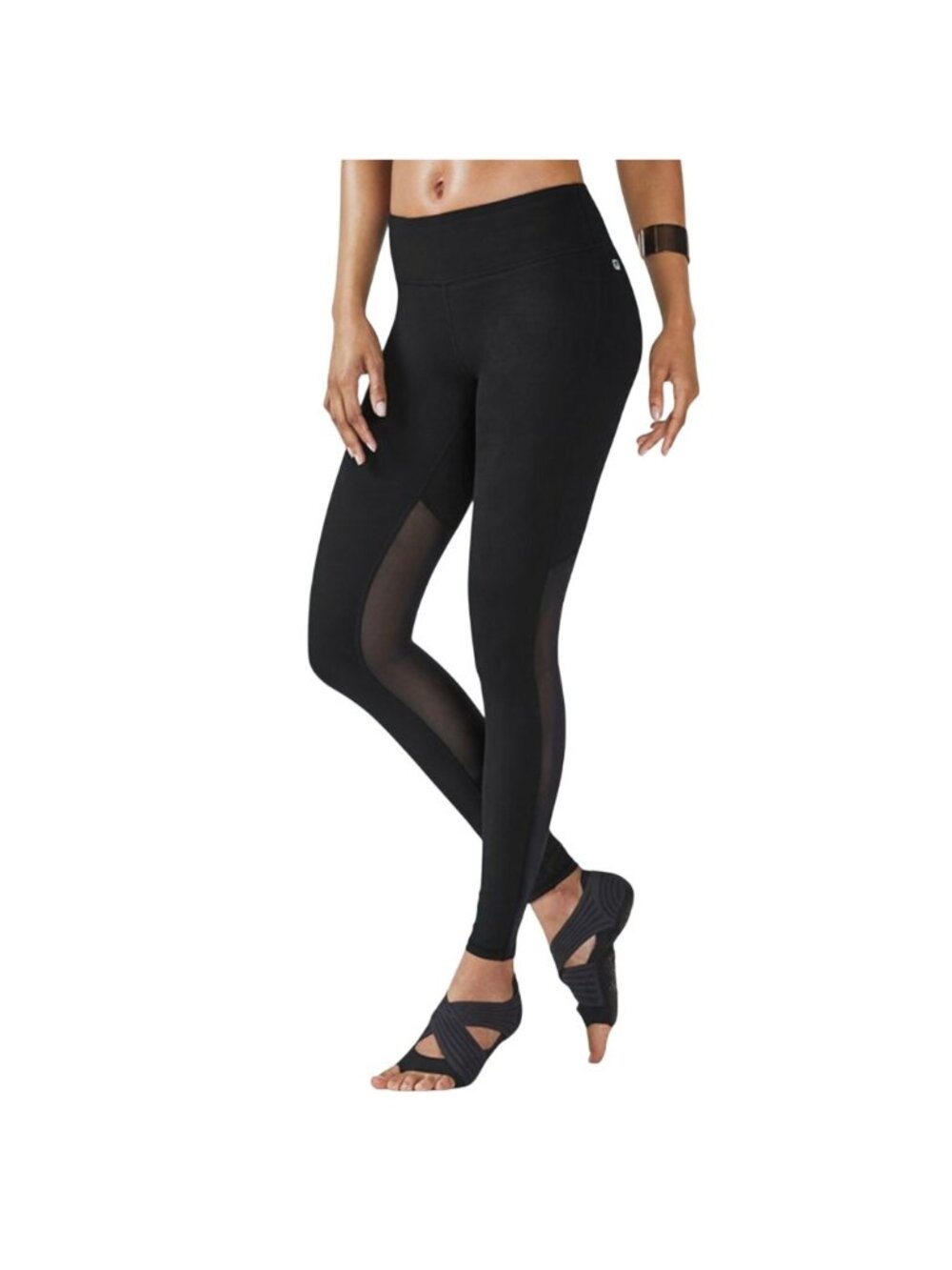 Fabletics Rocha Legging Black Sheer Mesh Back of Leg UPF 50+ PowerHold XS